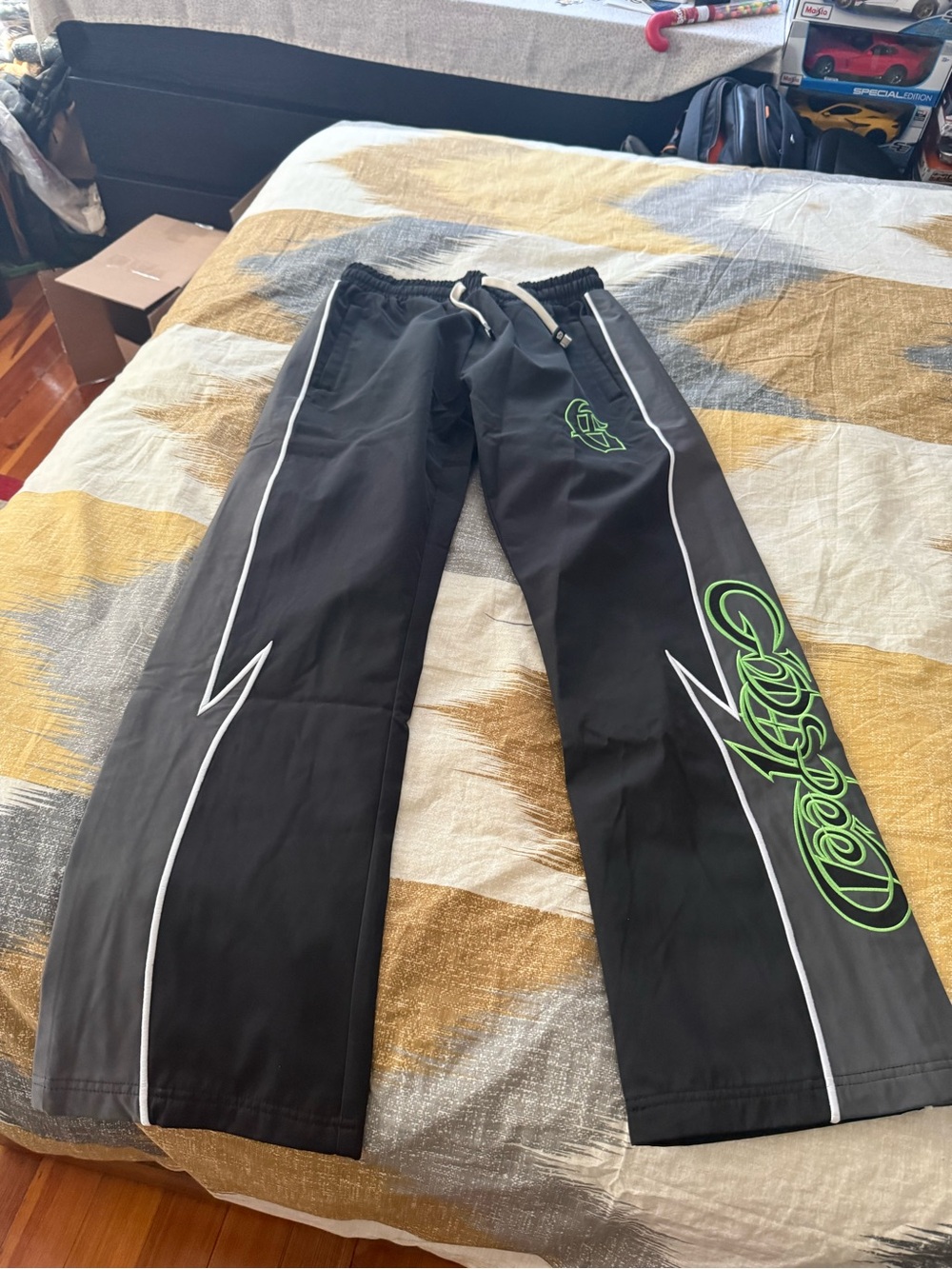 Godspeed Men’s Track Pants Black, Grey & Neon Size S